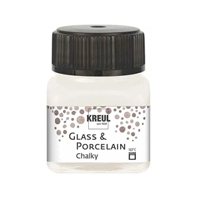 Imagen de KREUL 16631 vidrio y Porcelana Chalky Blanco Algodón, 20 ml vidrio, suave pintura mate al agua para porcelana, de secado rápido, opaca