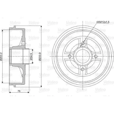 Imagen de VALEO 237003 Tambor de Freno sin cojimete rueda incorporado, anillo sensor ABS 234mm Eje trasero RENAULT: Kangoo I