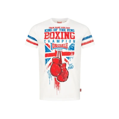 Imagen de Lonsdale Normale Passform Crugmeer Camiseta estampada, Hombre, Talla: Medium, White red blue