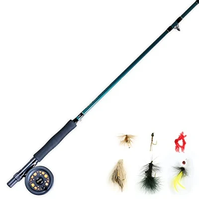 Imagen de Martin Kit completo de pesca con mosca, 8 pies, 5/6 peso, 3 piezas, carrete control borde tamaño 5/6, preenrollado respaldo, línea y líder, incluye surtido aparejos mosca