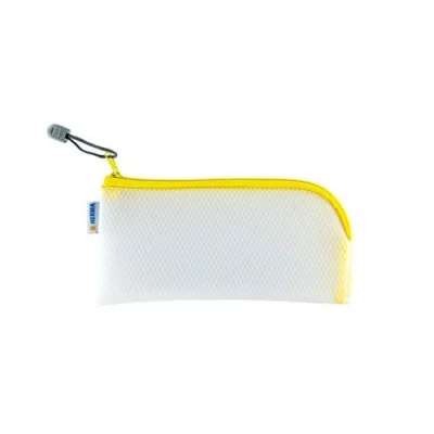 Imagen de HERMA 20005 Bolso de cosméticos con cremallera, transparente (23 x 11 cm) neceser pequeño para teléfono móvil, cable carga, líquidos, bolígrafos, llaves, estuche viaje cremallera en amarillo