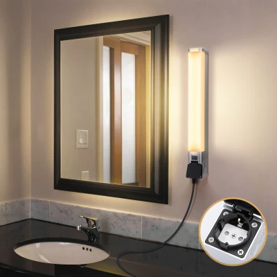 Imagen de Aigostar Lámpara LED de Espejo con toma corriente 46.5cm 10W 960LM Baño 4000K Luz natural Pared IP44 230V Blanco Apliques