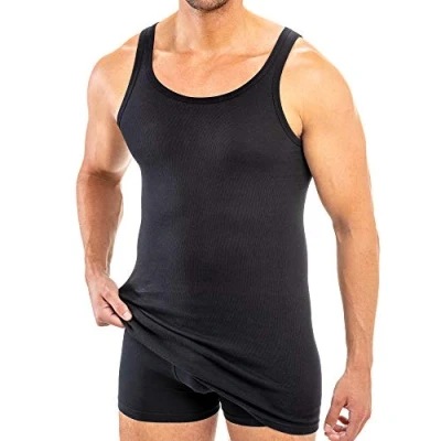 Imagen de HERMKO 3007 Pack de 3 Camisetas Interiores largas (+ca. 10 cm) 100% algodón, Größe Herren:7 (XL), Farbe:Negro