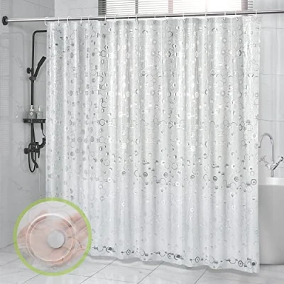 Imagen de OTraki Cortina Ducha Pesada Larga 240x200cm de Baño Antimoho Impermeable Bañera EVA Translúcida Mate Shower Curtian con 16 Ganchos para o