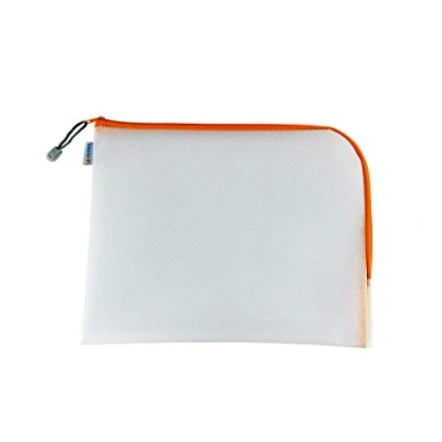 Imagen de HERMA 20018 bolsa de documentos con cremallera A4, transparente (36 x 28 cm) bolsillo grande que se puede cerrar para computadora portátil, tableta, libros, juguetes, archivo en naranja