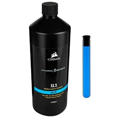 Imagen de Corsair Hydro X Series XL5 Refrigerante de Rendimiento (Color translúcido Brillante, Composición Larga duración, Inhibidores avanzados anticorrosión y antibacterias) 1 Litro Azul