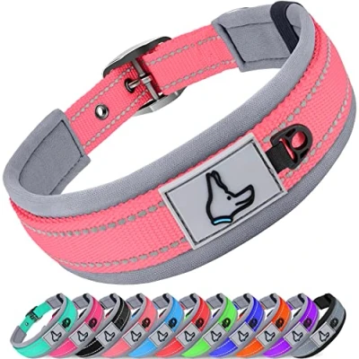 Imagen de Joytale Collar Perro, Resistente Perro Pequeño, Reflectante Ajustable Perros de Acolchado Neopreno Nylon, Rosa, S