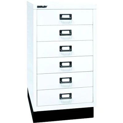 Imagen de Serie 39 MultiDrawer™, con zócalo, DIN A3, 6 cajones, blanco tráfico, negro.