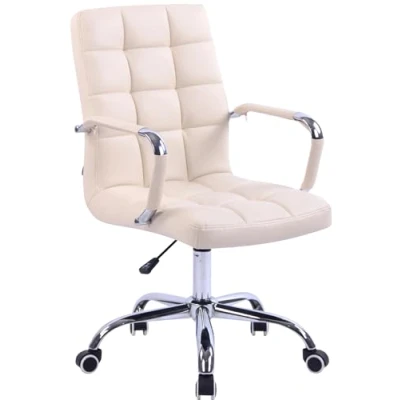 Imagen de CLP Silla De Escritorio Deli en Cuero Sintético Ejecutiva Giratoria &amp; Regulable Altura I Oficina con Ruedas, Color:Crema