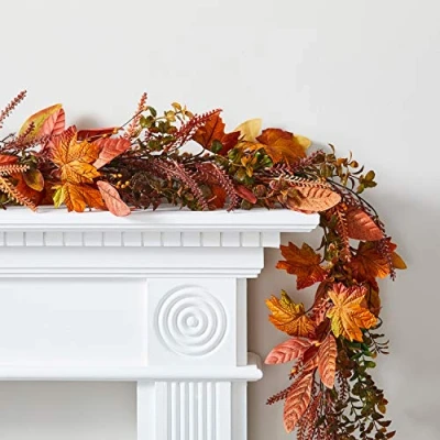 Imagen de Lights4fun Guirnalda Decorativa de Otoño con Hojas Artificiales 2 Metros para Uso en Interiores