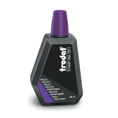 Imagen de Trodat 7011 Botella de tinta violeta para rellenar almohadillas o 60 ml, a base agua sellar documentos, huellas limpias y nítidas, tapón plegable
