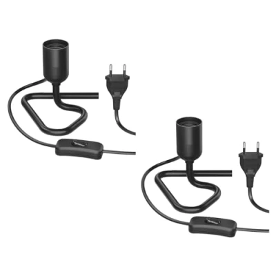 Imagen de ledscom.de 2 piezas Lámpara de mesa/Portalámpara/Triángulo base triangular TRIN, interruptor, aluminio, negro, 1x E27 máx. 60W