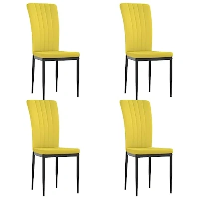 Imagen de vidaXL 4X Sillas de Comedor Restaurante Asientos con Respaldo para Cena Muebles Juego Set Acento Terciopelo Amarillo Mostaza