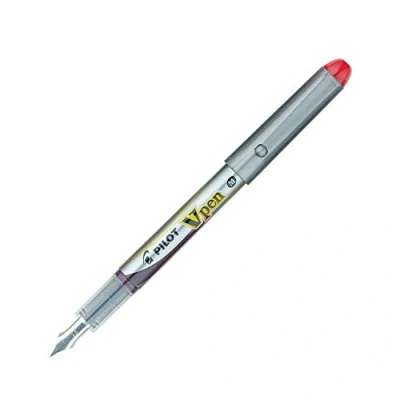 Imagen de Pilot Lote de 6 bolígrafos desechables V Pen SILVER punta media, color rojo