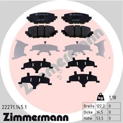 Imagen de ZIMMERMANN 22271.145.1 Juego de pastillas freno Foto correspondiente a la entrega, con muelle MAZDA: MX 5 IV, IV RF Targa, ABARTH: 124 Spider