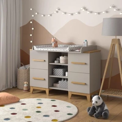 Imagen de Vitalispa Mueble cambiador &quot;Malia&quot;, Roble cachemira, 133 x 108 cm XL con 4 cajones