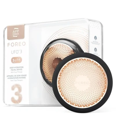 Imagen de FOREO UFO 3 Hidratante facial profundo Spa 5 en 1 Luz roja, calentamiento, enfriamiento, masaje facial, antienvejecimiento, cuidado de la piel Negro
