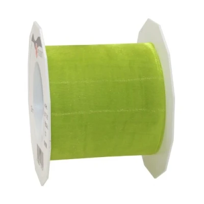Imagen de C.E. PATTBERG SHEER cinta regalo de organza color lima, 25 m decorativa para envolver regalos, 72 mm ancho, decoración y manualidades versátiles creativas
