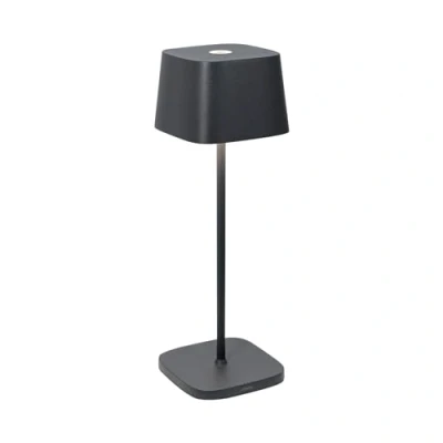 Imagen de Zafferano, Lámpara Ofelia, de Mesa Recargable e Inalámbrica con Control Táctil, También Adecuada como Exterior, Atenuador, 2200 3000 K, Altura 29 cm, Color Gris Oscuro