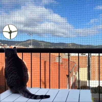 Imagen de Ancecos Red para Balcones Reforzada con Alambre, Gatos Balcones, 8x3m/6x3m/4x3m/2x3m/2x1.5m; Resistente a Las mordeduras; Verde Oliva, 2 x 3 m