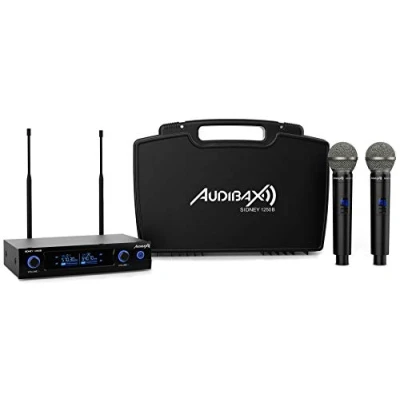 Imagen de Audibax Sidney 1250 B Sistema de Micrófono Inalámbrico Dual UHF Micrófonos Inalámbricos con Frecuencia Incluye Maleta Transporte 2 Salidas Audio XLR y 1 Salida Jack