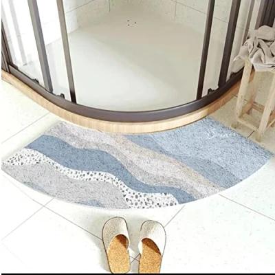 Imagen de MOTT 50 Quadrant Alfombrilla de baño curvada 45 x 100 cm, semicircular, antideslizante, alfombra ducha esquina, lavable, almohadillas para patas en forma abanico