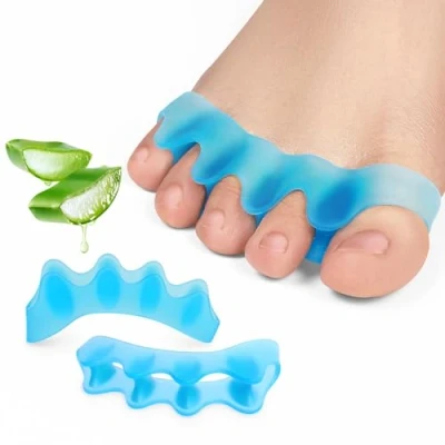 Imagen de Promifun separadores de gel y espaciadores juanetes para alineación dedos, paquete 4 dedos enderezar superpuestos, rizados, corrector