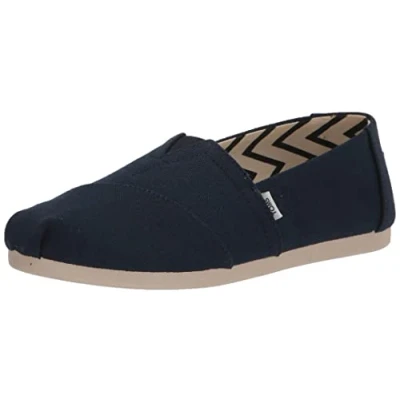Imagen de TOMS Alpargata, Mocasín Plano Mujer, Navy Wide Recycled Cotton Canvas, 39 EU Ancho