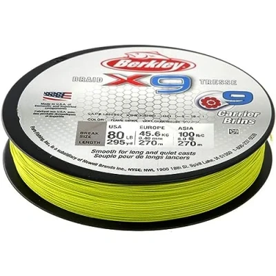 Imagen de Berkley X9 Braid Línea Trenzada, Unisex, Verde Llama, 0.40mm 45.6kg 270m 295yd