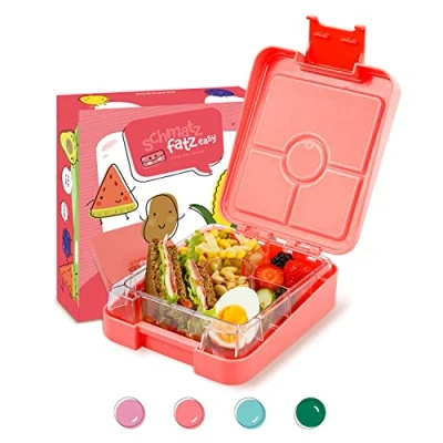 Imagen de schmatzfatz easy Fiambrera infantil, caja bento con compartimentos variables, táper (Coral)