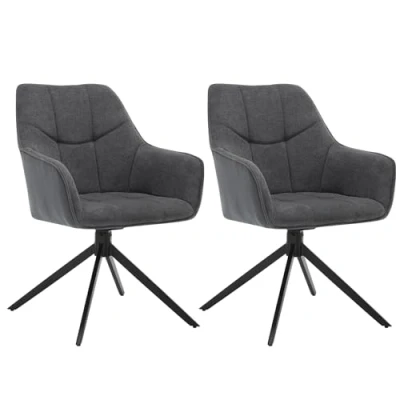 Imagen de WOLTU Sillas de Comedor, Juego 2 Cocina Giratoria, Patas Metal, con Reposabrazos para Salon, Dormitorio o Chenilla y Pana, Gris Oscuro, EZS08dgr