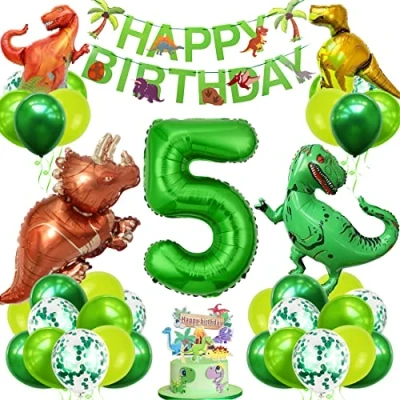 Imagen de Bluelves Decoracion Cumpleaños Dinosaurios, Globo Numero 5 Verde, Globos de Años, Grandes Gigantes Helio, para Fiestas