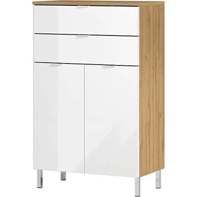Imagen de GERMANIA DIE MÖBELMACHER Cómoda, Engineered Wood, Grandson Roble NB.,Blanco, 60 x 97 34 cm