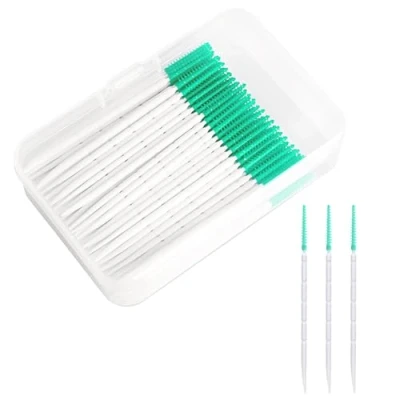 Imagen de EUZUXU 200 Piezas Cepillos Interdentales, Silicona Cepillo Dientes Interdental con Caja, Dental de para la Limpieza Previene(Verde)