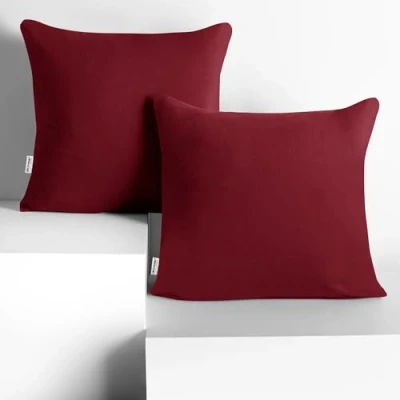 Imagen de DecoKing 2 Fundas de Almohada 80 x cm, algodón, con Cremallera, Color Burdeos y ámbar