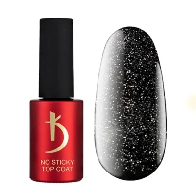 Imagen de Kodi Professional Top Coat Semipermanente No Wipe Gel UV Purpurina de Plata 7ml Esmalte Capa Superior en para Uñas Silver Glitter