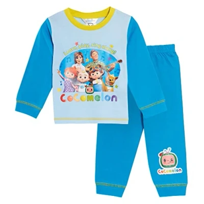 Imagen de Pijamas completos de Personajes Coco Melón para niños Conjunto Longitud Completa Ropa Dormir Youtube J.J. + Family, Azul, 18 24 Meses