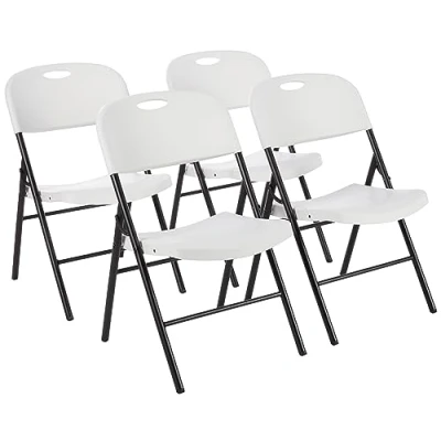 Imagen de Amazon Basics Silla de plástico plegable, capacidad 157,5 kg, 4 Unidad, medianas, blanco