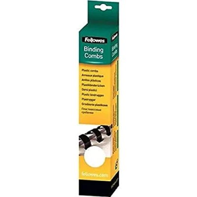 Imagen de Fellowes Canutillos de plástico (A4, 8 mm) para encuadernadoras canutillo plástico, encuaderna 21 a 40 hojas, pack 25, color blanco