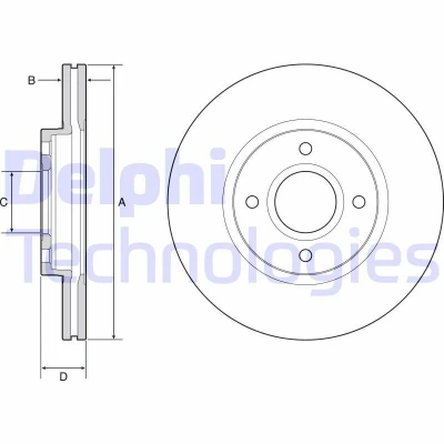 Imagen de DELPHI BG4569C Disco de freno 278 23 4 ventilado revestido sin procesar cojinete rueda, anillo sensor ABS FORD: Transit Courier Furgón