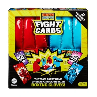 Imagen de Mattel Games Rock&#039;Em Sock&#039;Em Robots Juego de Cartas Lucha, Mesa Que Incluye 2 Guantes Boxeo, +8 años (Mattel HTW64)