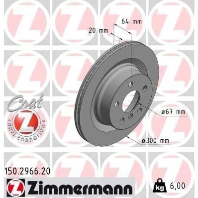 Imagen de ZIMMERMANN 150.2966.20 Disco de freno 300 20 6/5 5 112 ventilación interna revestido altamente carbonizado BMW: 3 Berlina