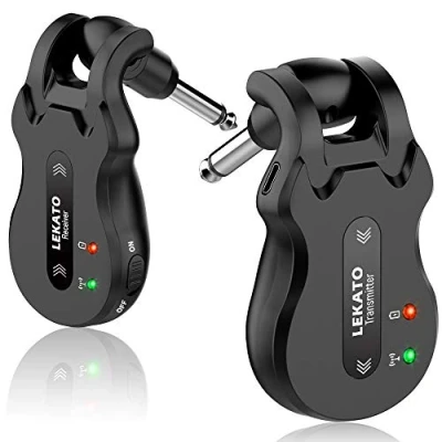 Imagen de LEKATO Sistema de guitarra inalámbrico 5.8, receptor transmisor inalámbrico, audio recargable, 4 canales, rango transmisión para