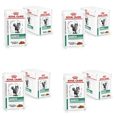Imagen de Royal Canin Veterinary Diabetic Pack de 4 x 12 85 g Alimento Completo para Gatos Regular el aporte glucosa con trocitos Finos en Salsa