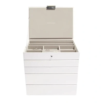 Imagen de STACKERS Classic Size Conjunto Organizador de la joyería 5 Cajas, Blanco con Forro Terciopelo Gris
