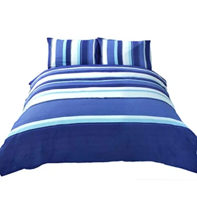 Imagen de Rapport Funda de edredón y Almohada, diseño a Rayas, Color Azul Blanco