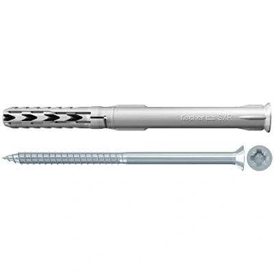 Imagen de fischer tacos largos pared, nylon con tornillo SXR 10x80 cabeza avellanada para estructuras metálicas y de madera, Caja 50 Uds.