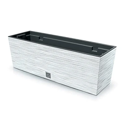 Imagen de Macetero color blanco, con depósito, colección FURU, de 58 x 18 19,5 cm, capacidad 12 L.