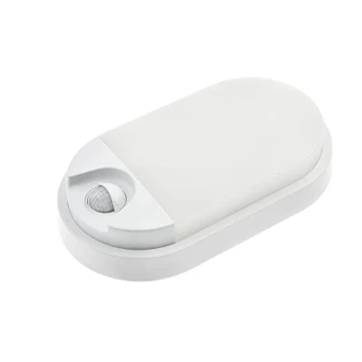 Imagen de HUBER lámpara de pared LED ovalada con detector movimiento, 140, 10 W, 800 lm, IP54, sensor interior, color blanco