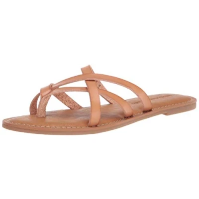 Imagen de Amazon Essentials Sandalia Plana Tipo Pala con Tiras Mujer, Bronceado Claro, 37 EU